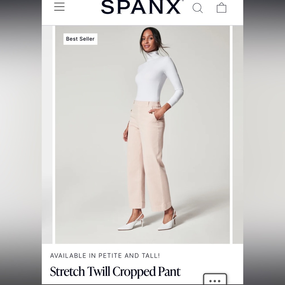 NWT SPANX Stretch Twill Cropped Pants Small Tall or 5’4” or below pants!